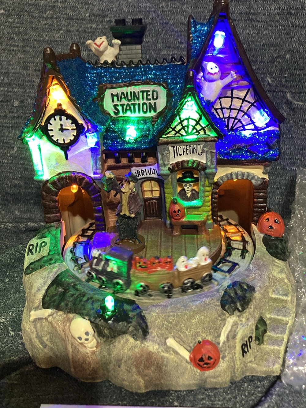 Avon Haunted Station LED Halloween Train Decoration - Blue & Green & Purple